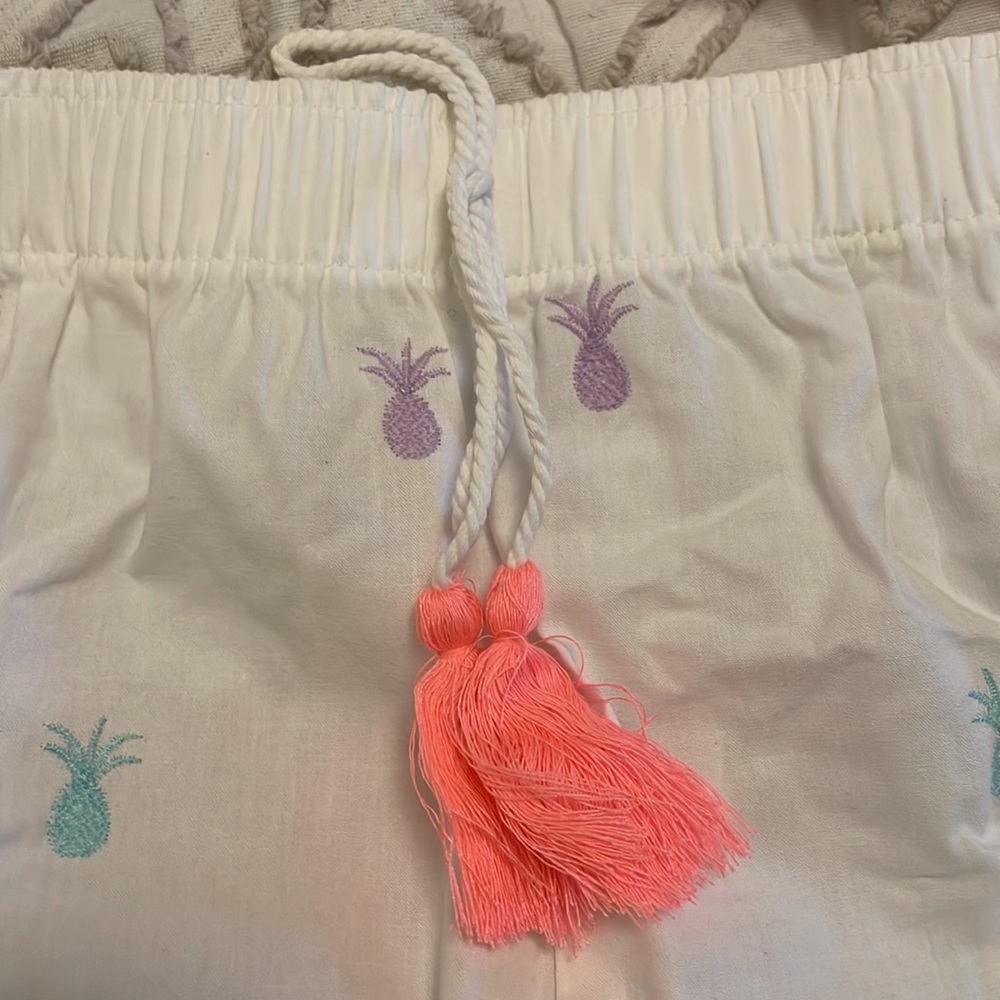 Cotton scallop pineapple white neon short and cami pyjamas size 8-10 - Picture 5 of 9